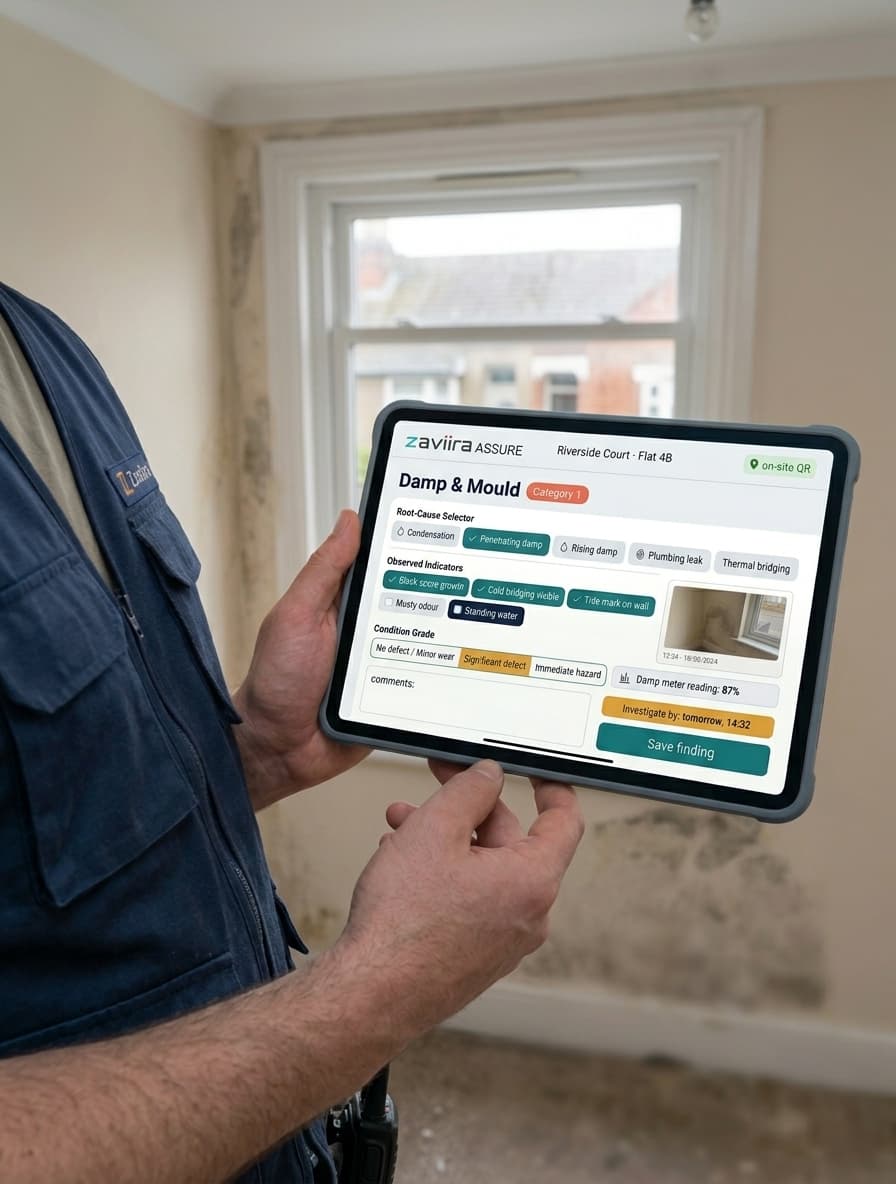 Zaviira Assure running on a tablet on a housing survey